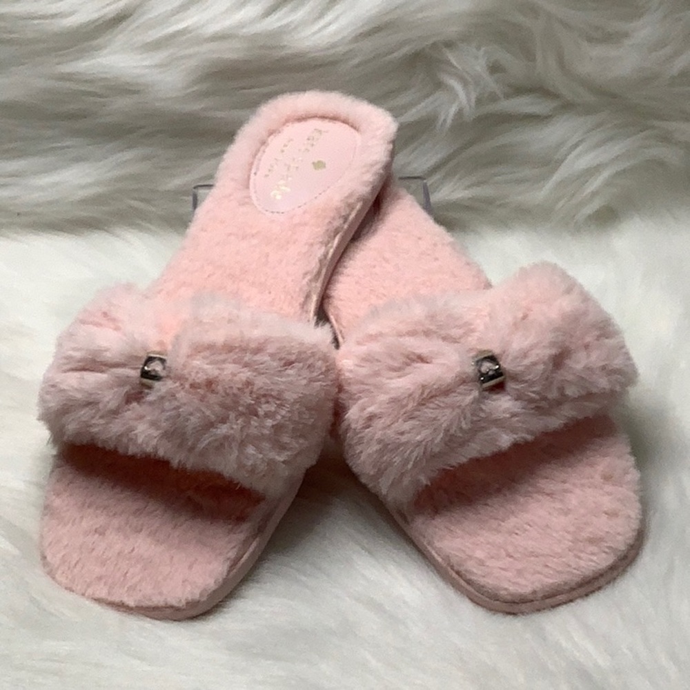 NWOT Kate Spade ♠️ NY Sandy Faux Fur Slippers in Pink